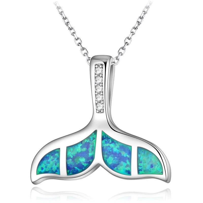 Blue Imitation Opal Sea Turtle Necklace