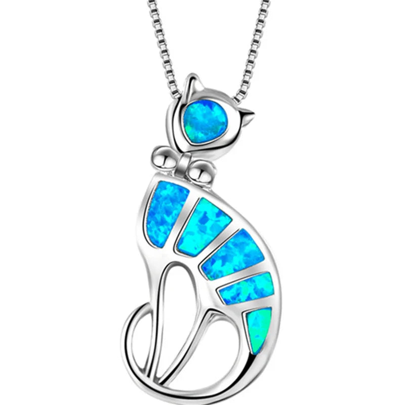 Blue Imitation Opal Sea Turtle Necklace