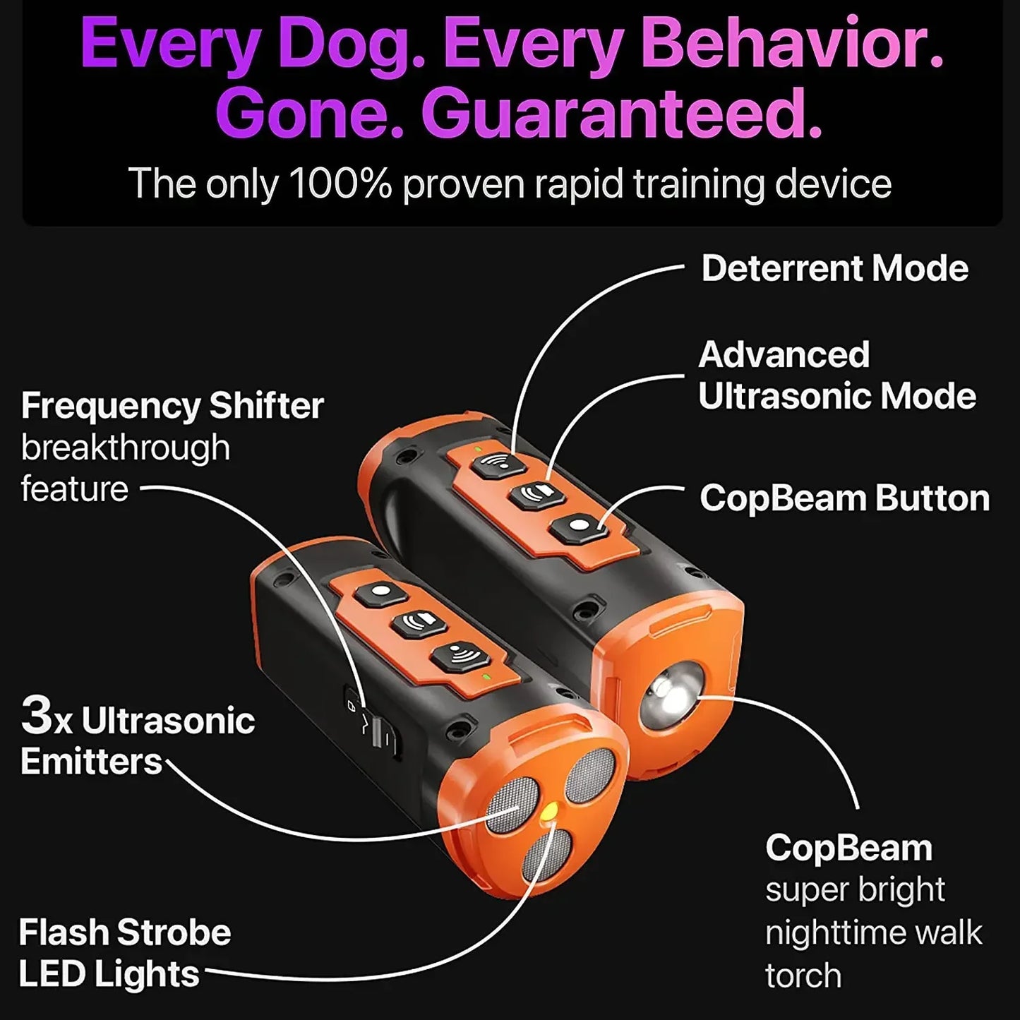 Rechargeable Dog Anti-Bark Deterrent Device With LED Flashlight