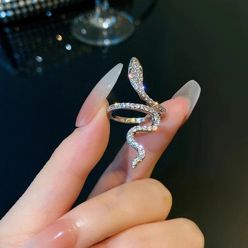 Sliver Zirconia Snake Ring