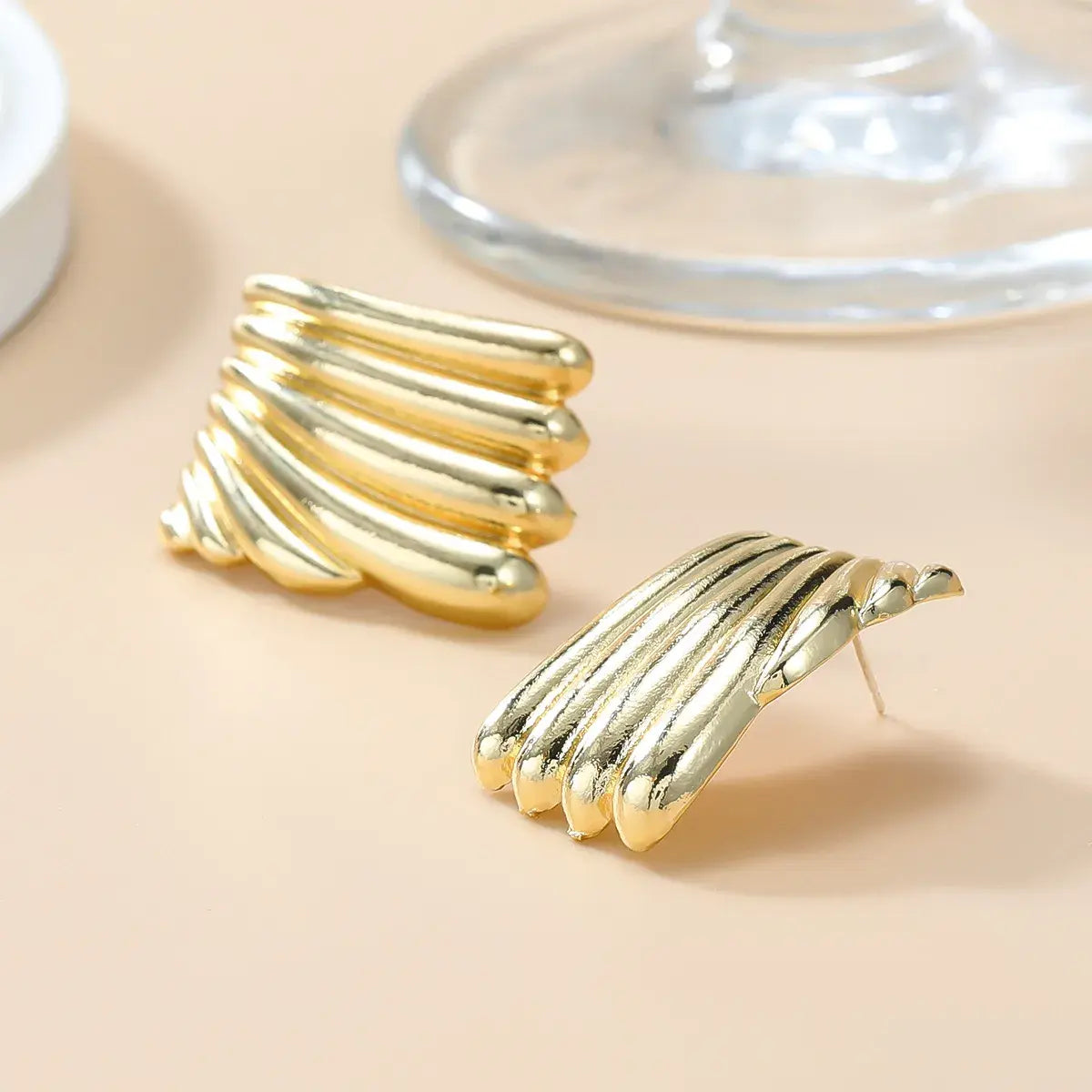 Metal Square Striped Wave Jewelry