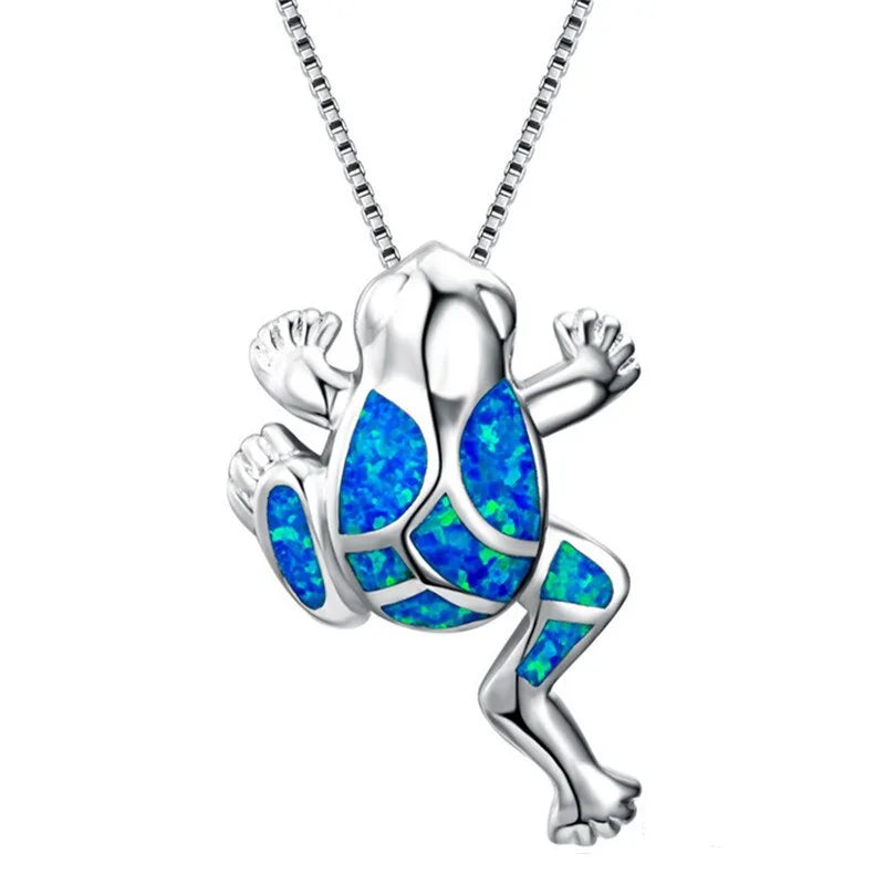 Blue Imitation Opal Sea Turtle Necklace