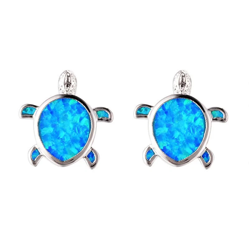 Blue Imitation Opal Sea Turtle Necklace